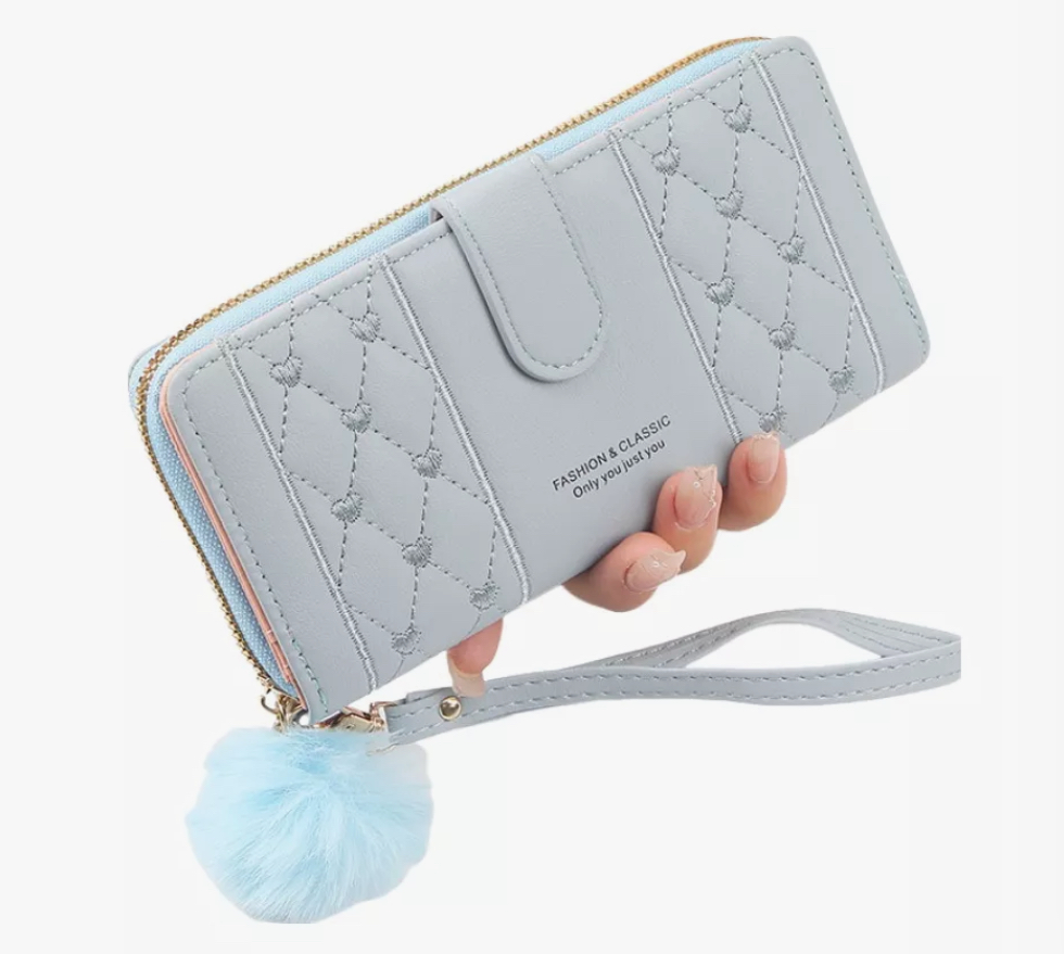 Cartera Wünd Antirrobo Gran Capacidad Billetera Moda Para Mujer Azul