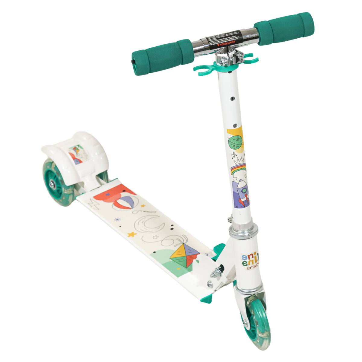 Patin Del Diablo Infantil Plegable y Ajustable con 3 Ruedas Y Luz Led Color Blanco