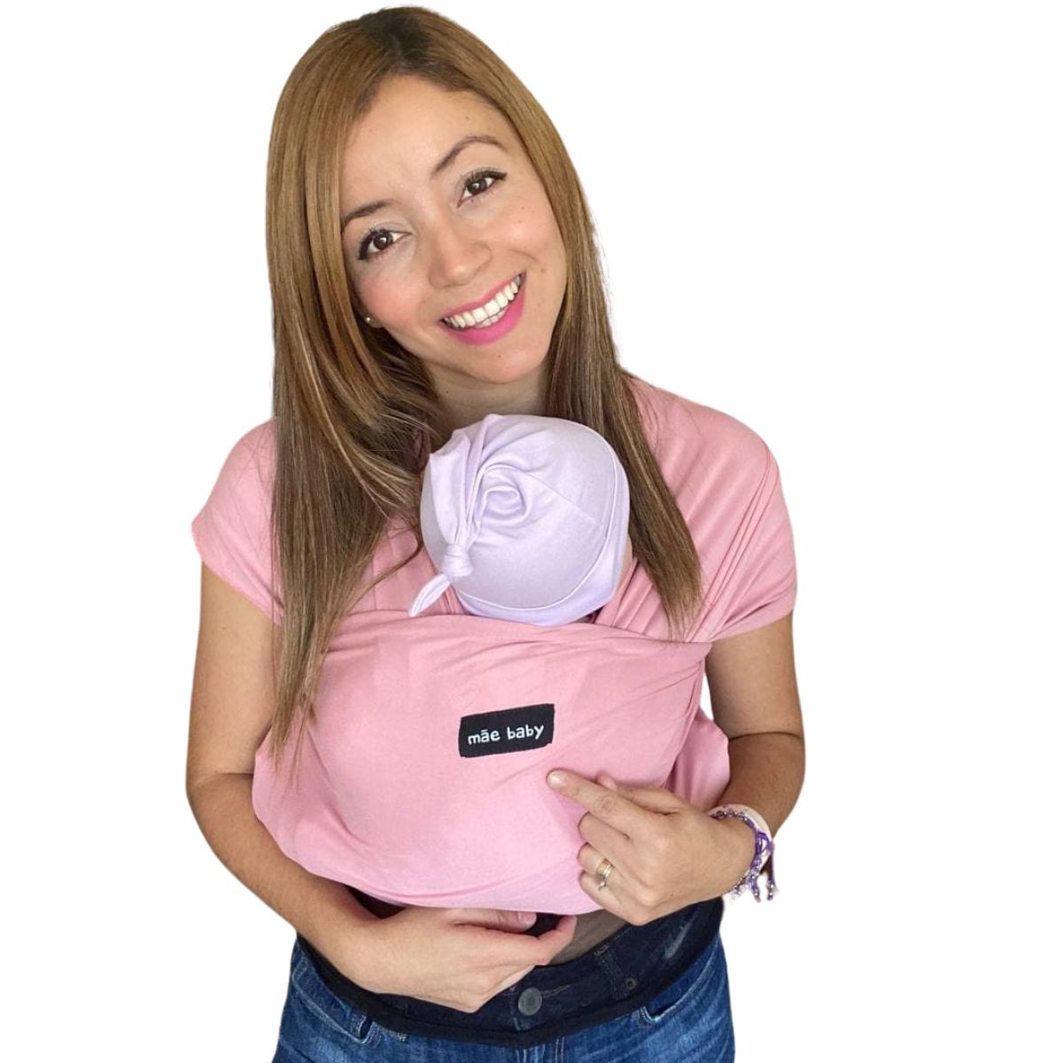 Mãe Baby Fular Ergonómico para Bebé | Portabebé | Fular Elástico | Hasta 10Kg | Baby Wrap | Color Rosa Palo, 1 Pieza