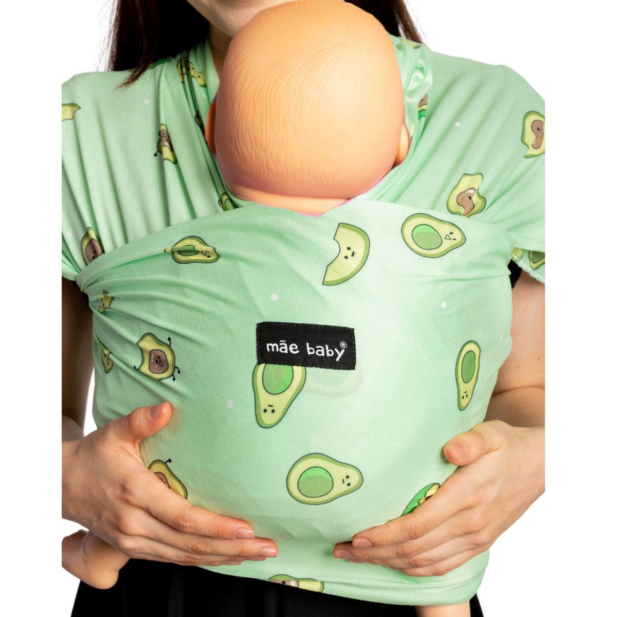 Mãe Baby Fular Ergonómico para Bebé | Portabebé | Fular Elástico Suave | Rebozo para múltiples posiciones | Hasta 10 Kg | Baby Wrap | Color Aguacatitos, 1 Pieza