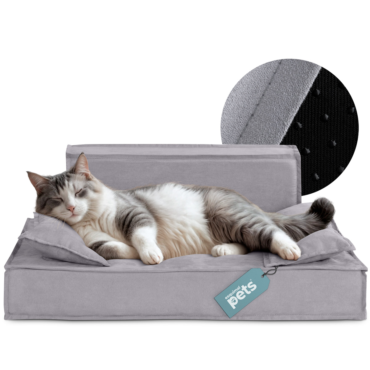 Sofá Cama Ortopédica para Perros y Mascotas Chico con Funda Lavable Gris ESQUIMAL