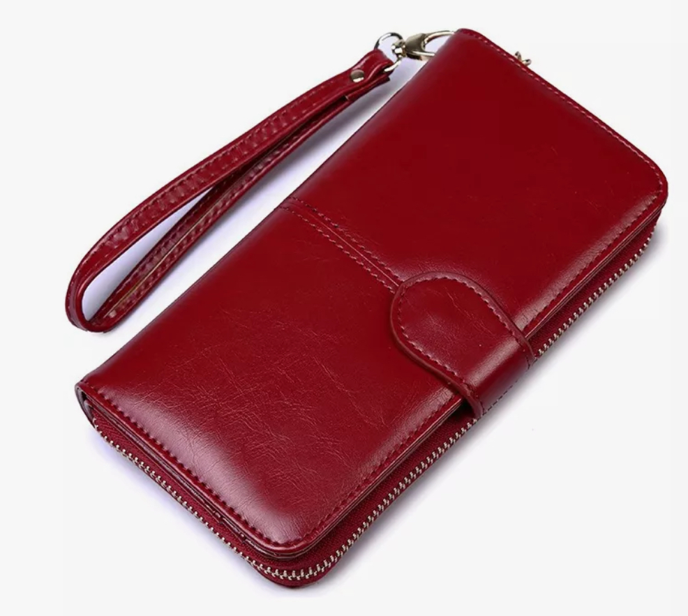 Cartera Wünd Rojo Larga Para Mujer Multifuncional Cuero De Pu