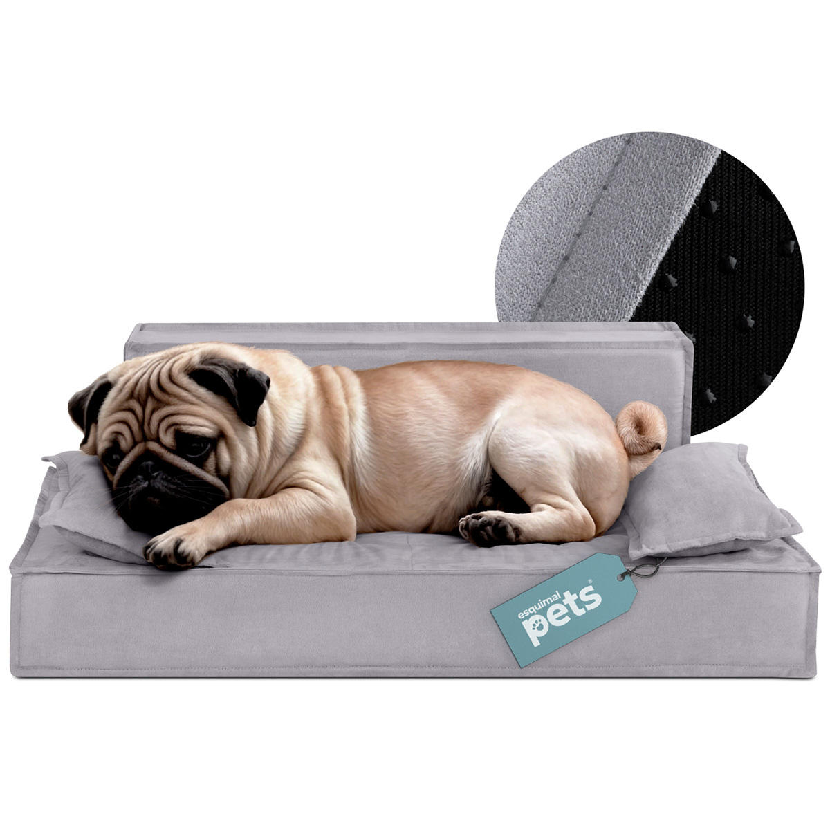 Sofá Cama Ortopédica para Perros y Mascotas Mediano con Funda Lavable Gris ESQUIMAL