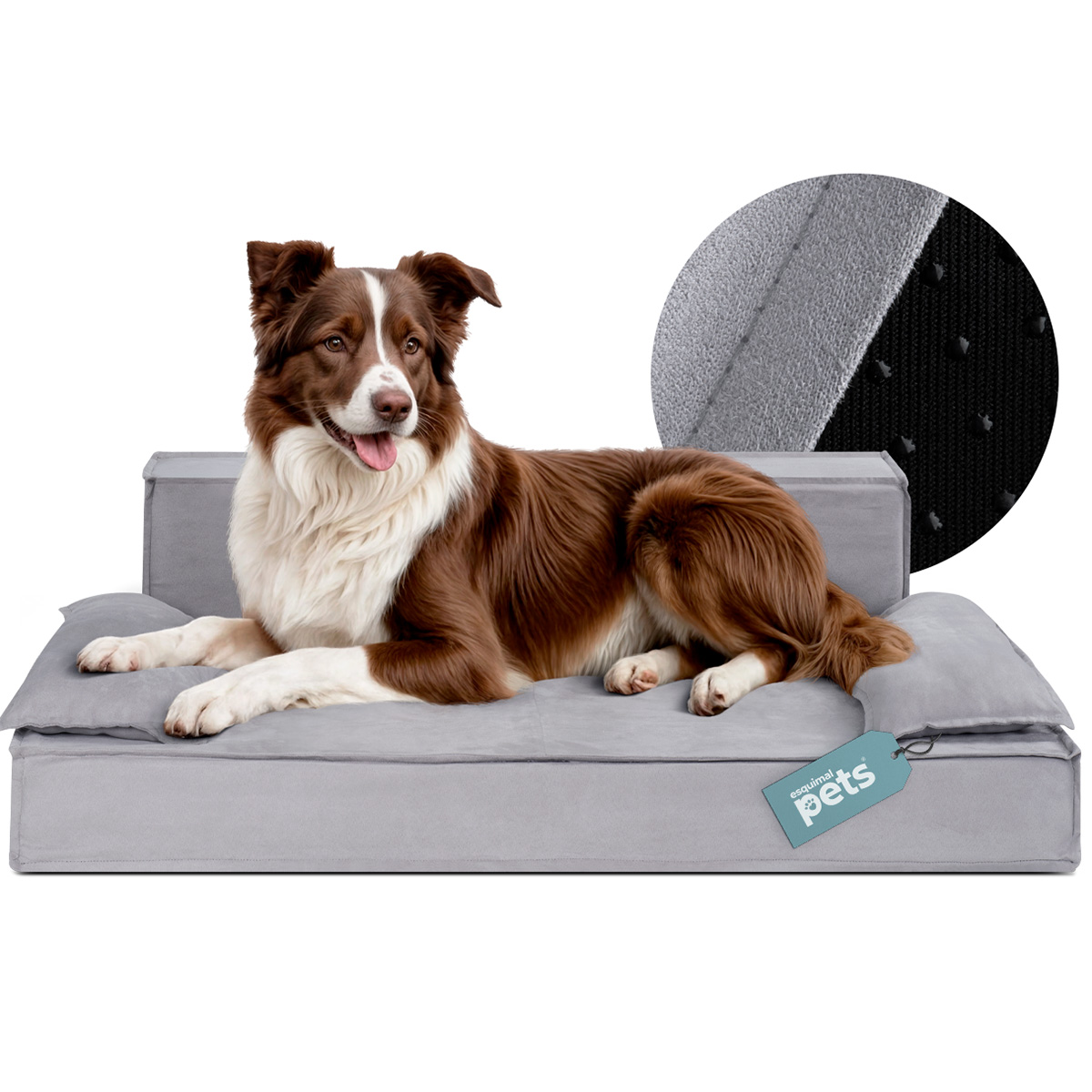 Sofá Cama Ortopédica para Perros y Mascotas Grande con Funda Lavable Gris ESQUIMAL