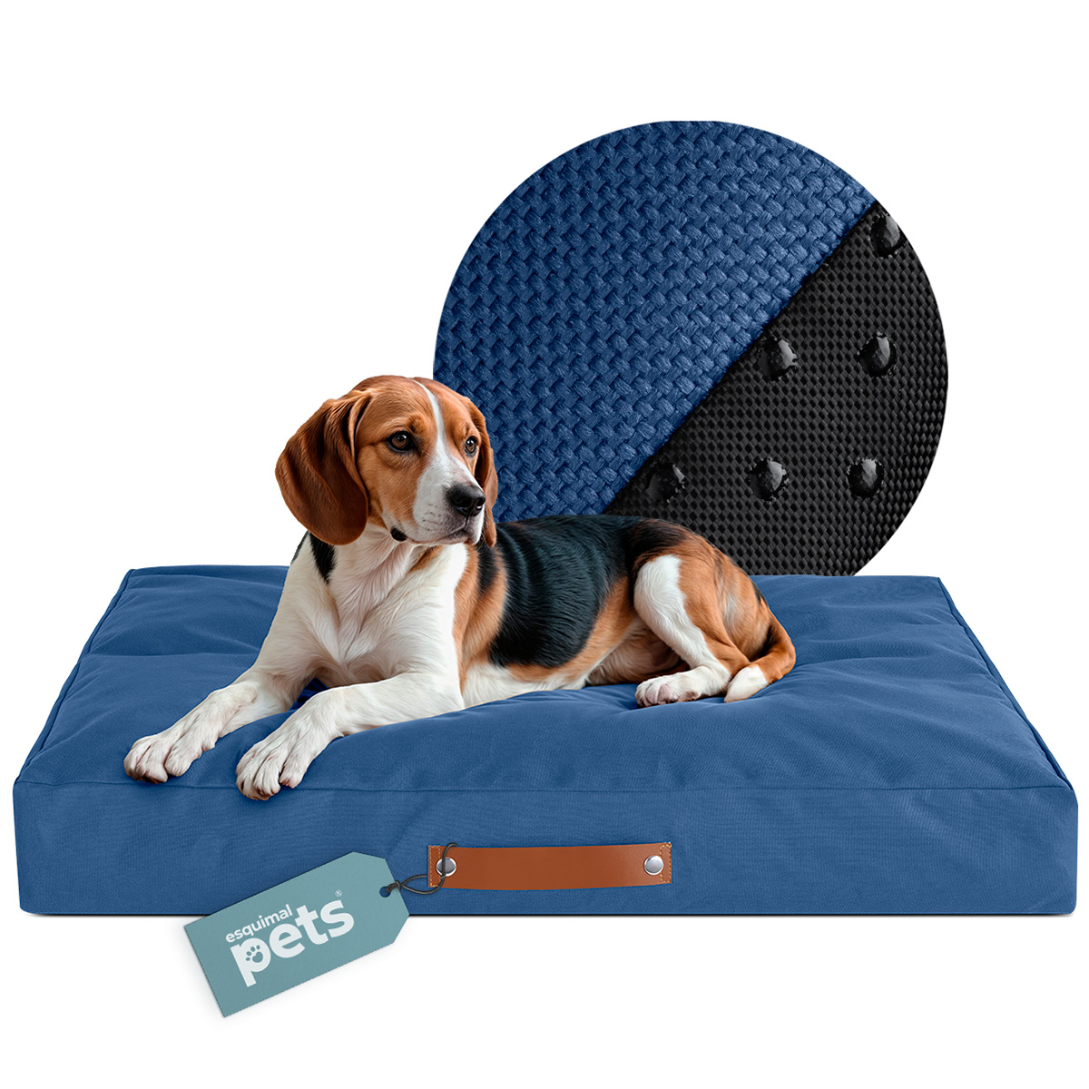 Cama Antiestrés de Foam para Perro y Gato tamaño Mediano, Colchoneta para Mascota Lavable Azul ESQUIMAL