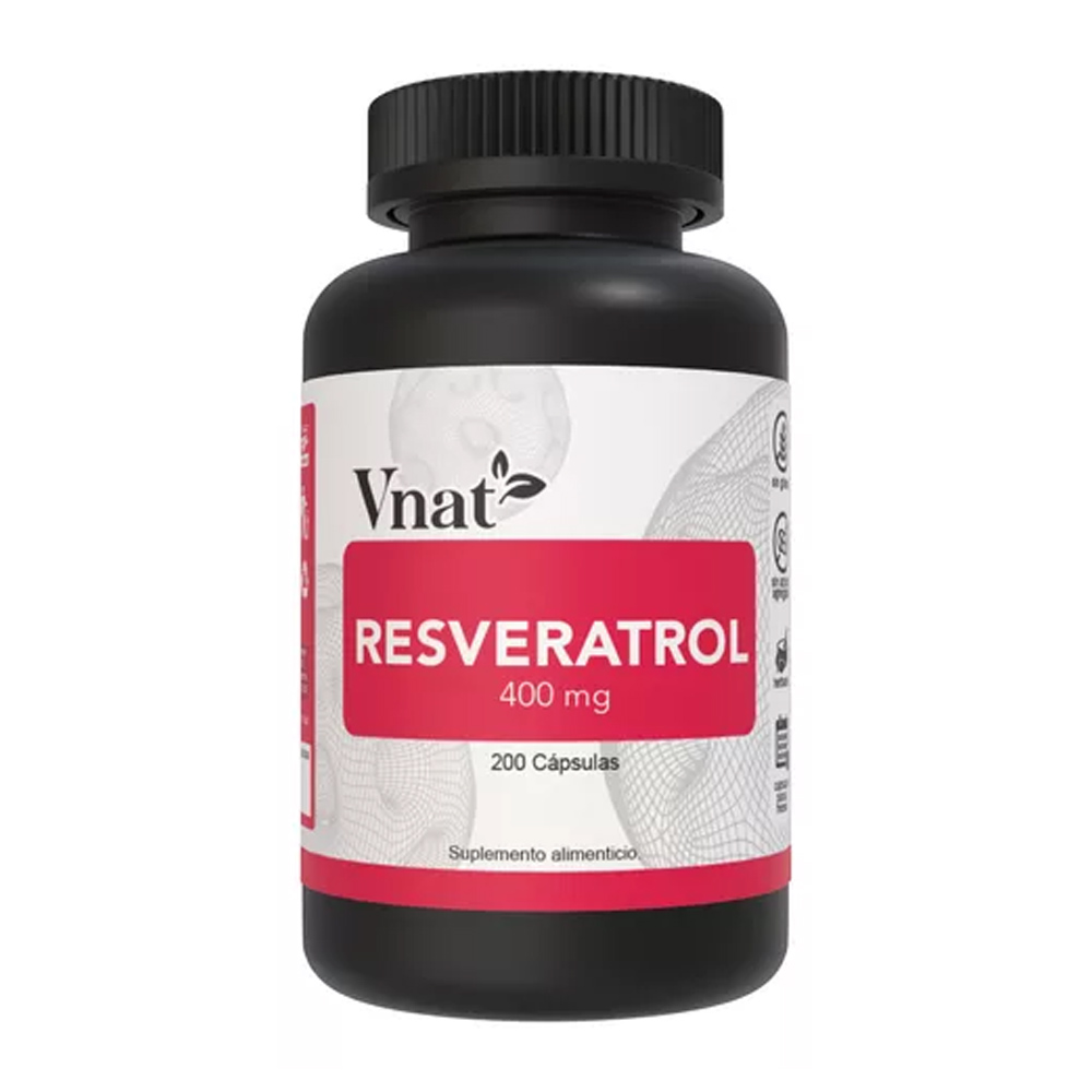 Resveratrol 400mg VNAT con 200 capsulas con Semilla de Uva y Acai Suplementos