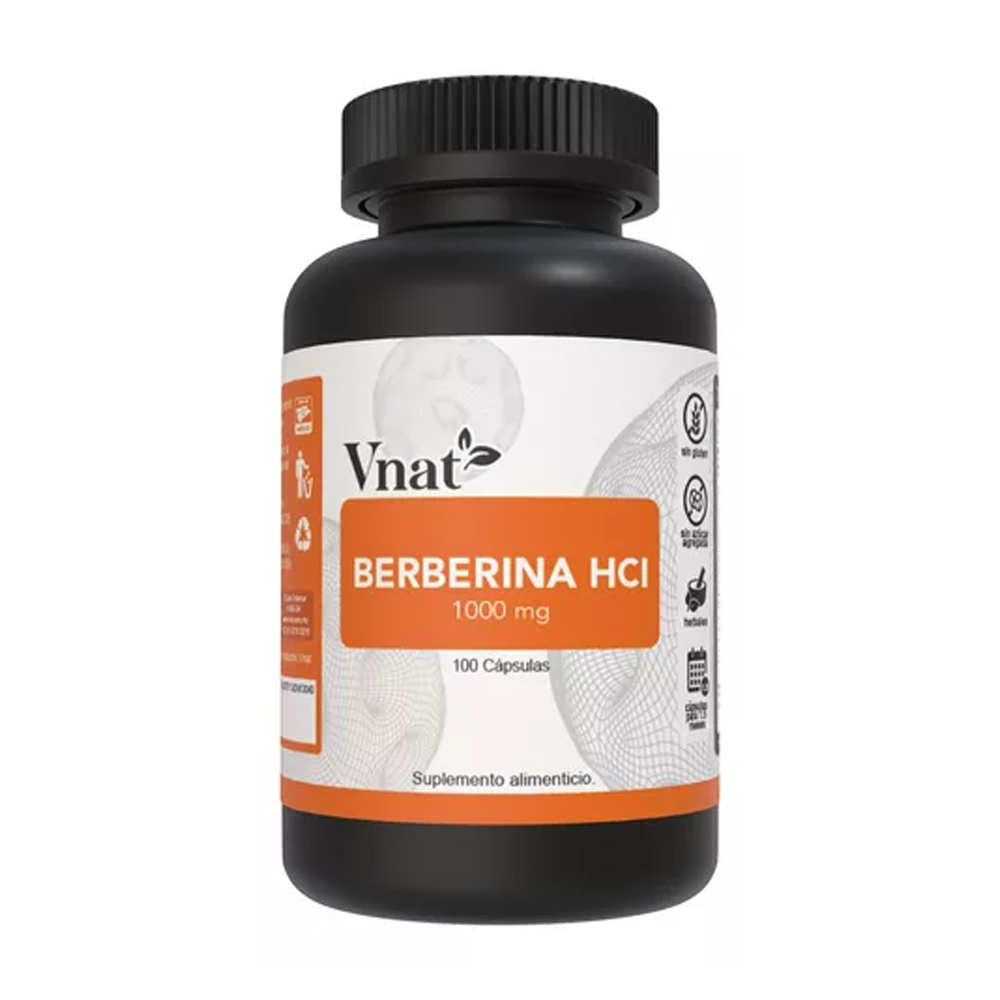 Berberina Hci 1000mg VNAT 100 capsulas Pure Berberine Apoyo Digestivo