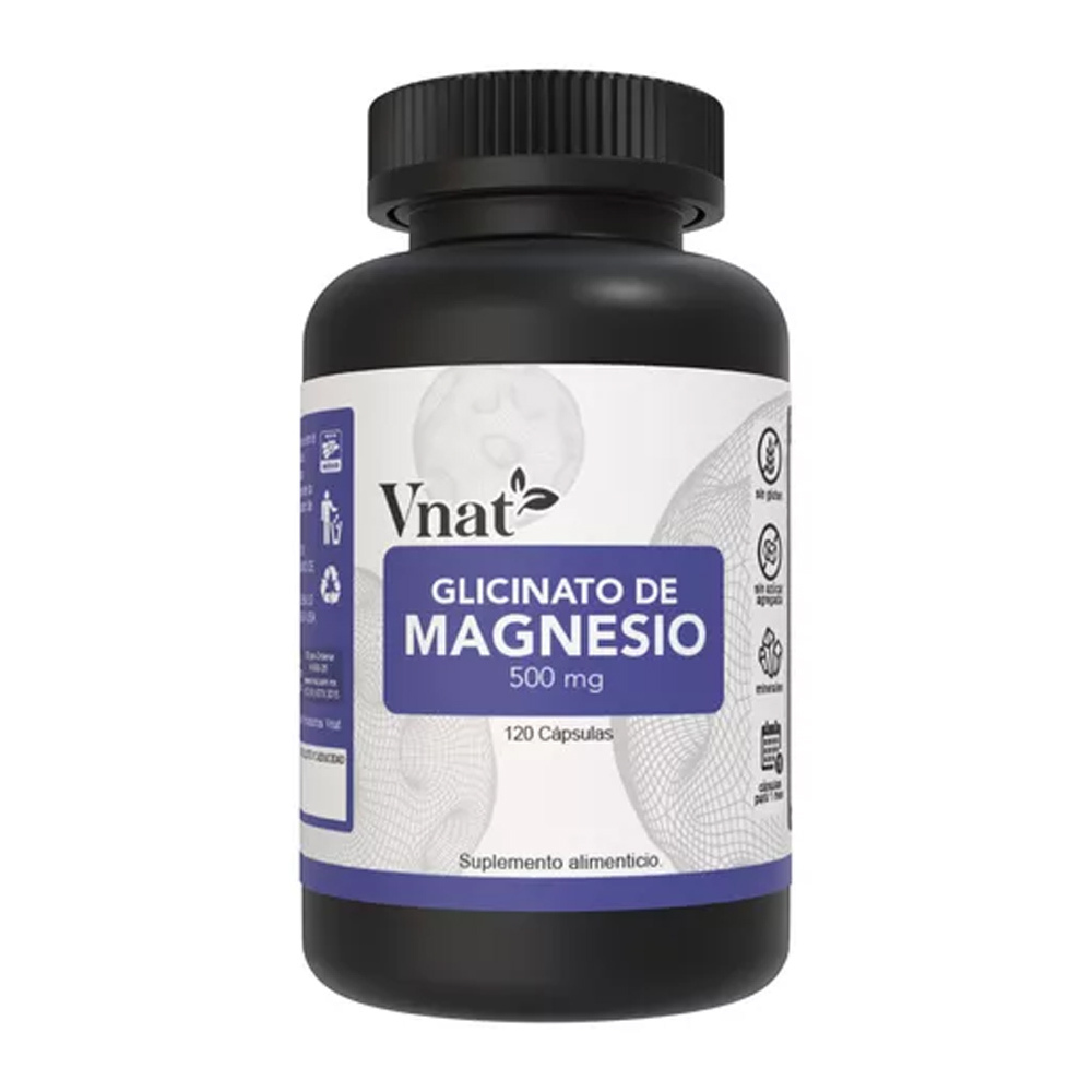 Glicinato de Magnesio 500mg VNAT con 120 capsulas Magnesium Glycinate