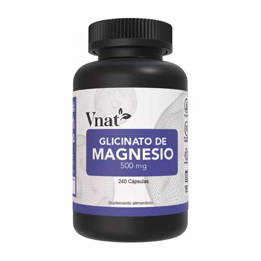 Glicinato de Magnesio 500mg VNAT con 240 capsulas Magnesium Glycinate