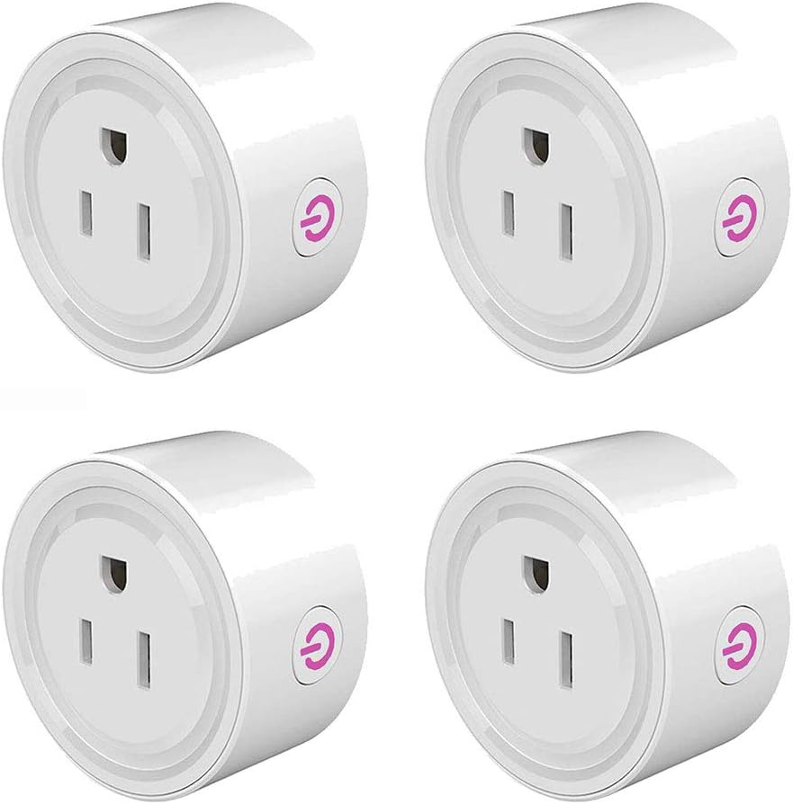 Wifi Smart Plug Paquete de 4, Enchufe Inteligente, Toma de Corriente Inalámbrica Compatible con Amazon Alexa, Google Home y IFTTT,Control Remoto via APP los Dispositivos Eléctricos