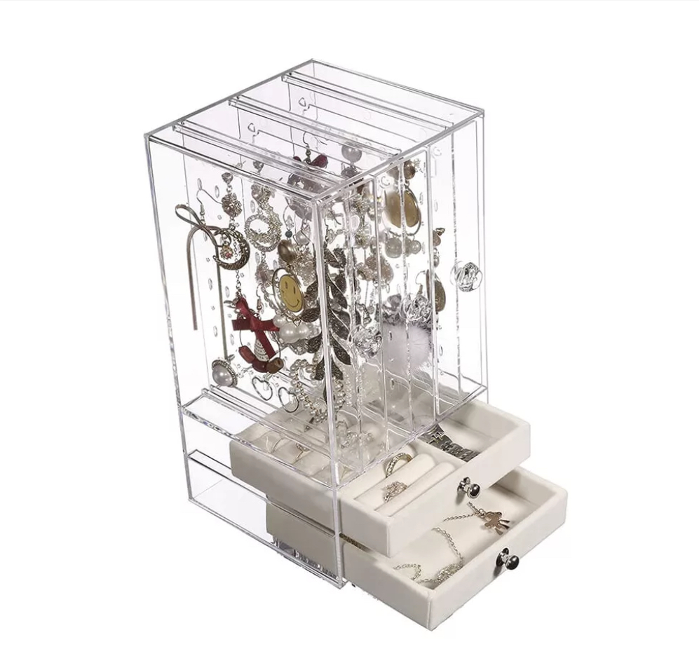 Organizador De Aretes Joyero Vertical Con 5 Cajones Blanco