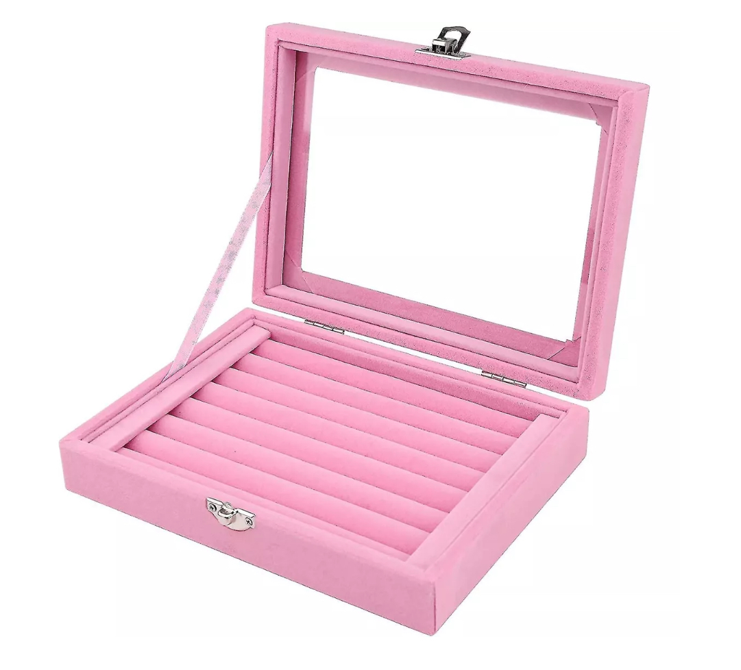 Caja De Joyería Pulseras Anillos Portátil Organizador Joyas Rosa