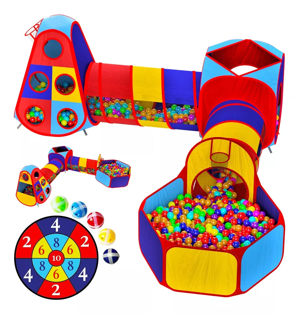 Casita Alberca Pelotas Para NiÃ±os Túnel Infantil Plegable Para