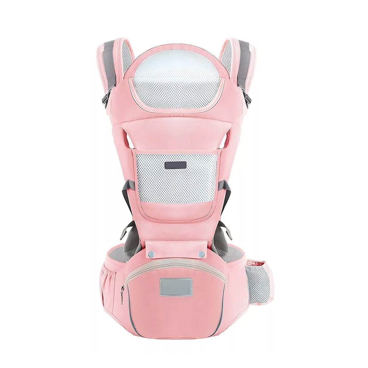 Cangurera Portabebé Mochila Multifuncional Con Asiento Bebé Color Rosa