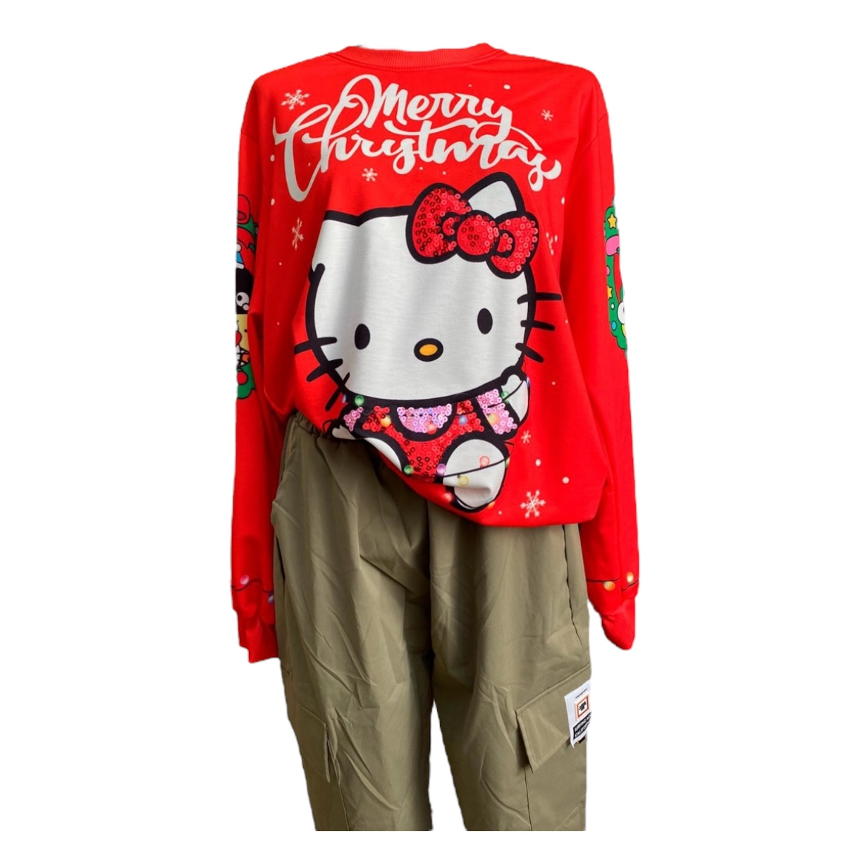 Sudadera Ligera Con Lentejuela Kitty Santa Claus Navidad