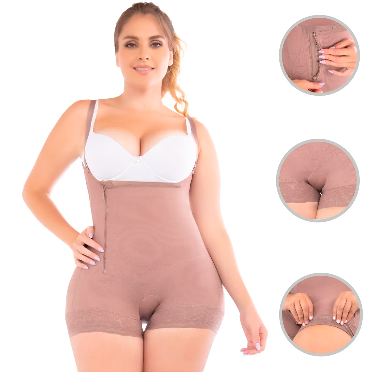 Faja Colombiana Body Short de Cierre Lateral Para Postparto  Liposucción o De Uso Diario Reduce Medidas y Moldeadora de Figura Para Mujer