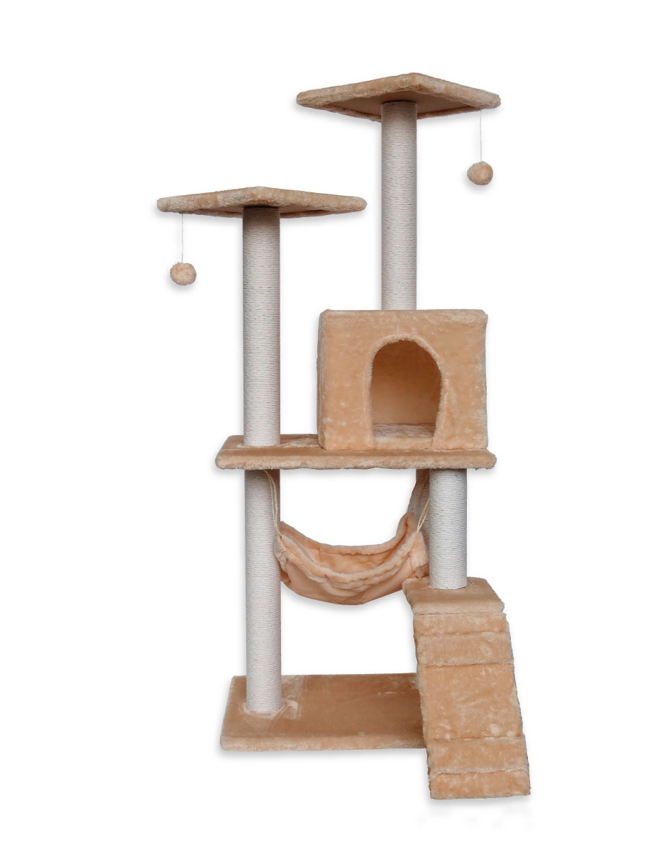 Casa Mueble Rascador Persa Multinivel Poli Pets Color -  Beige