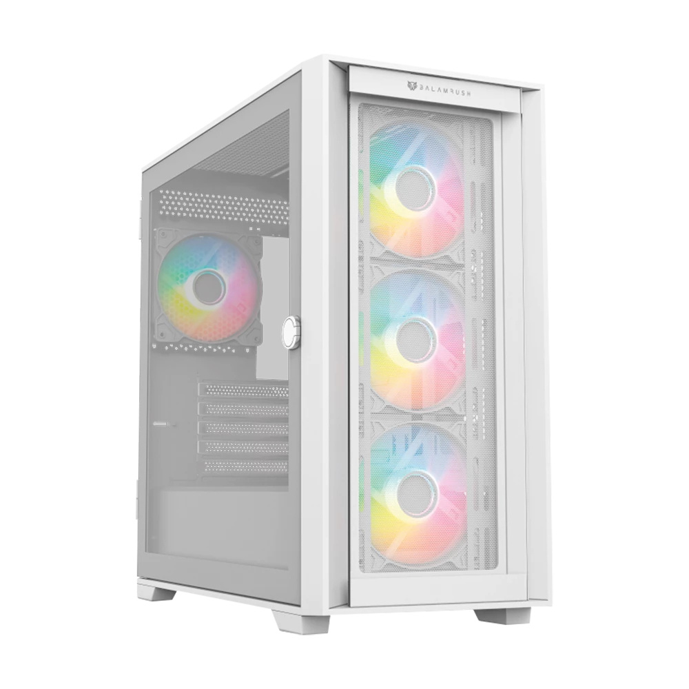 Gabinete Balam Rush MEdia Torre Carbono Twin 8000B USB 3.0 4 Vent ARGB Blanco 