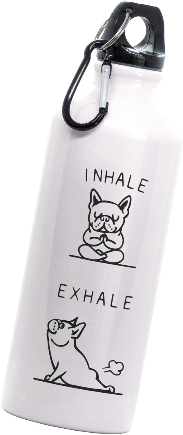  Cilindro Pug Yoga inhale exhale | Frase Meme divertida | Dog yoga | Botella Deportiva | 600 Ml | Bebidas Frías