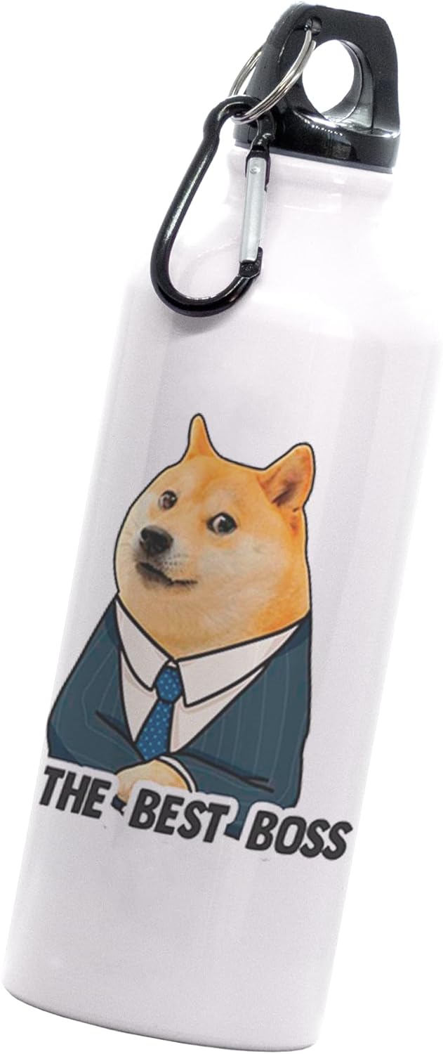  Cilindro cheems the best boss| Frase meme divertida | perrito doge | Botella Deportiva | 600 Ml | Bebidas Frías