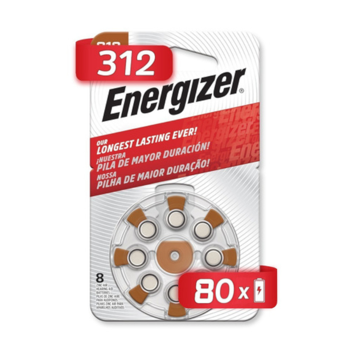 Bateria Pila Auditiva Energizer AZ312 80 Piezas de 1.45 V