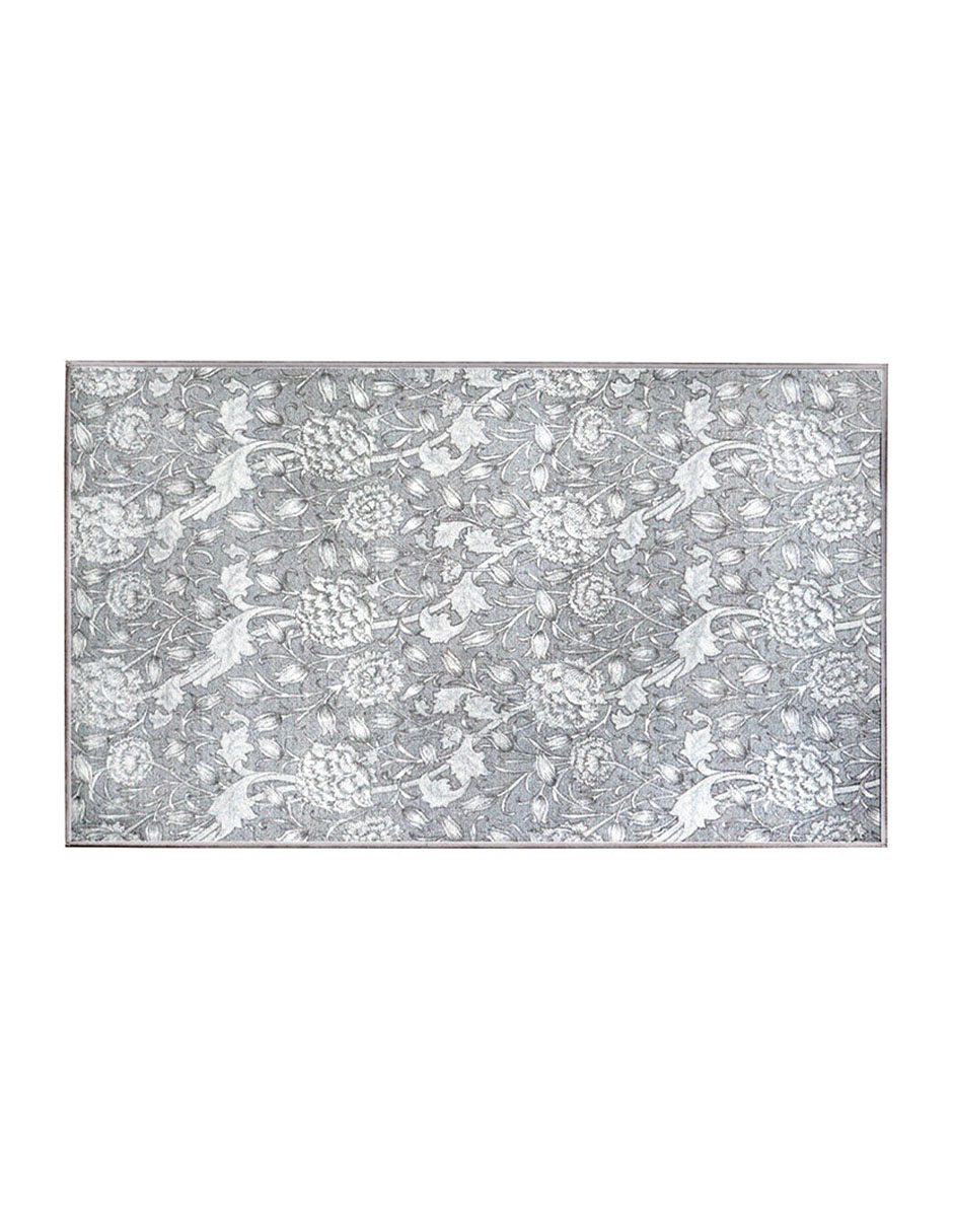 Tapete Alfombra Decorativo Lavable Kalini Floral Gris - Fine Art Tj