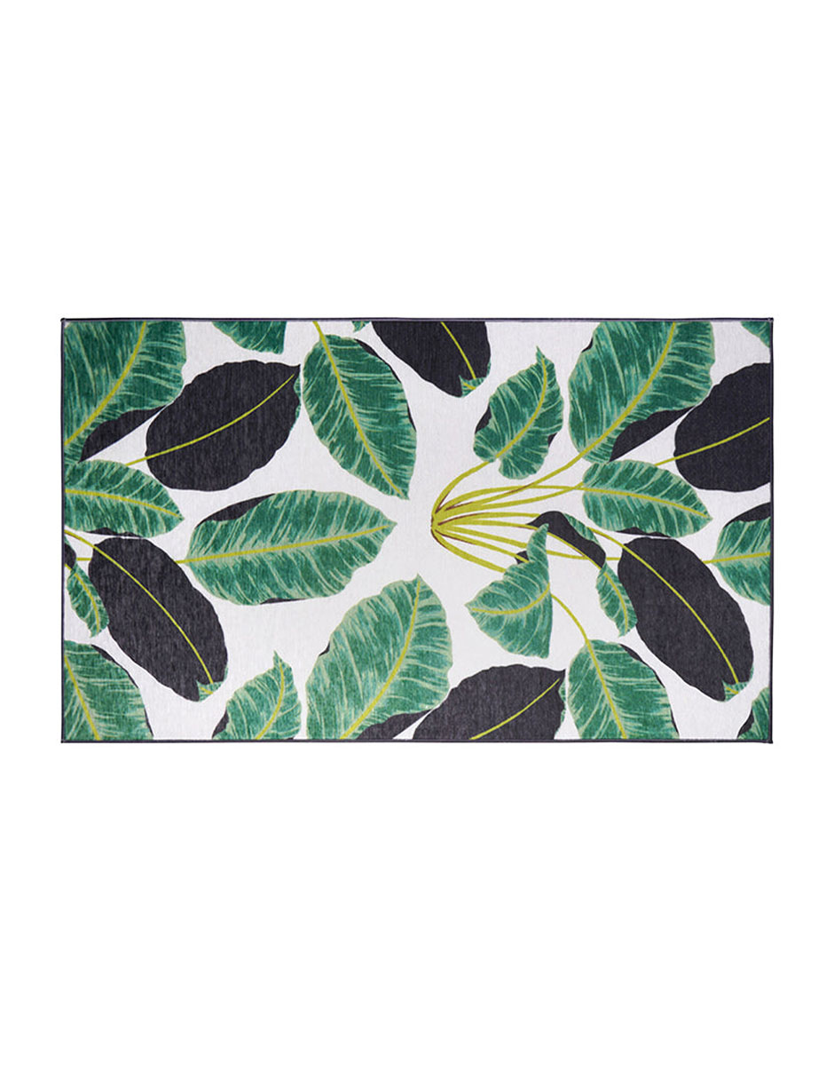 Tapete Alfombra Decorativo Lavable Hojas de Selva Tropical Esmeralda - Fine Art Tj