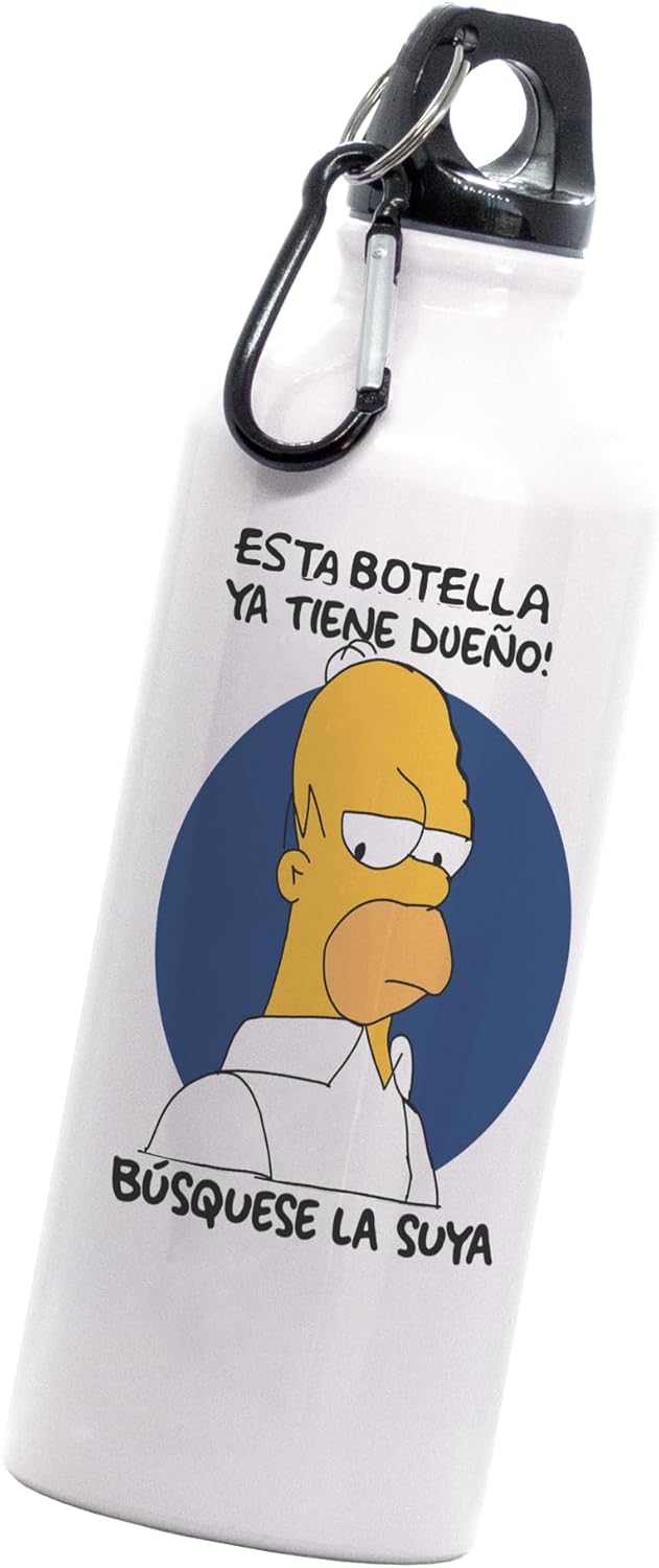 Cilindro Homero No toques mi botella, ya tiene dueño | Frase Meme divertida | Botella Deportiva | 600 Ml | Bebidas Frías