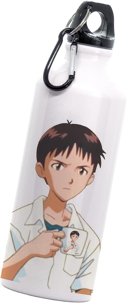 Cilindro shinji sosteniendo una taza | meme serie Genesis | Botella Deportiva | 600 Ml | Bebidas Frías | Acero Inoxidable