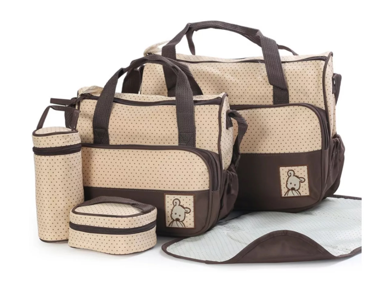 Set 5 Bolsas Panaleras Cambiador Bebe Botella Viaje Multiuso Café