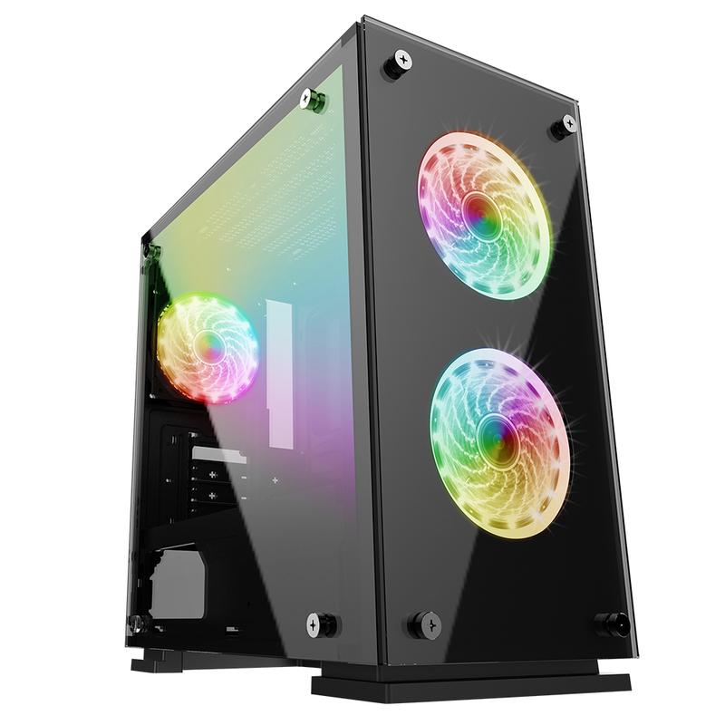 Gabinete  Game Factor Micro ATX, 3 Vent 120MM RGB, Cristal S/FTE CSG550