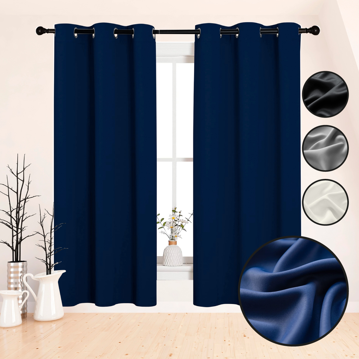 Set 2 Cortina Elegante Blackout para Ventana .