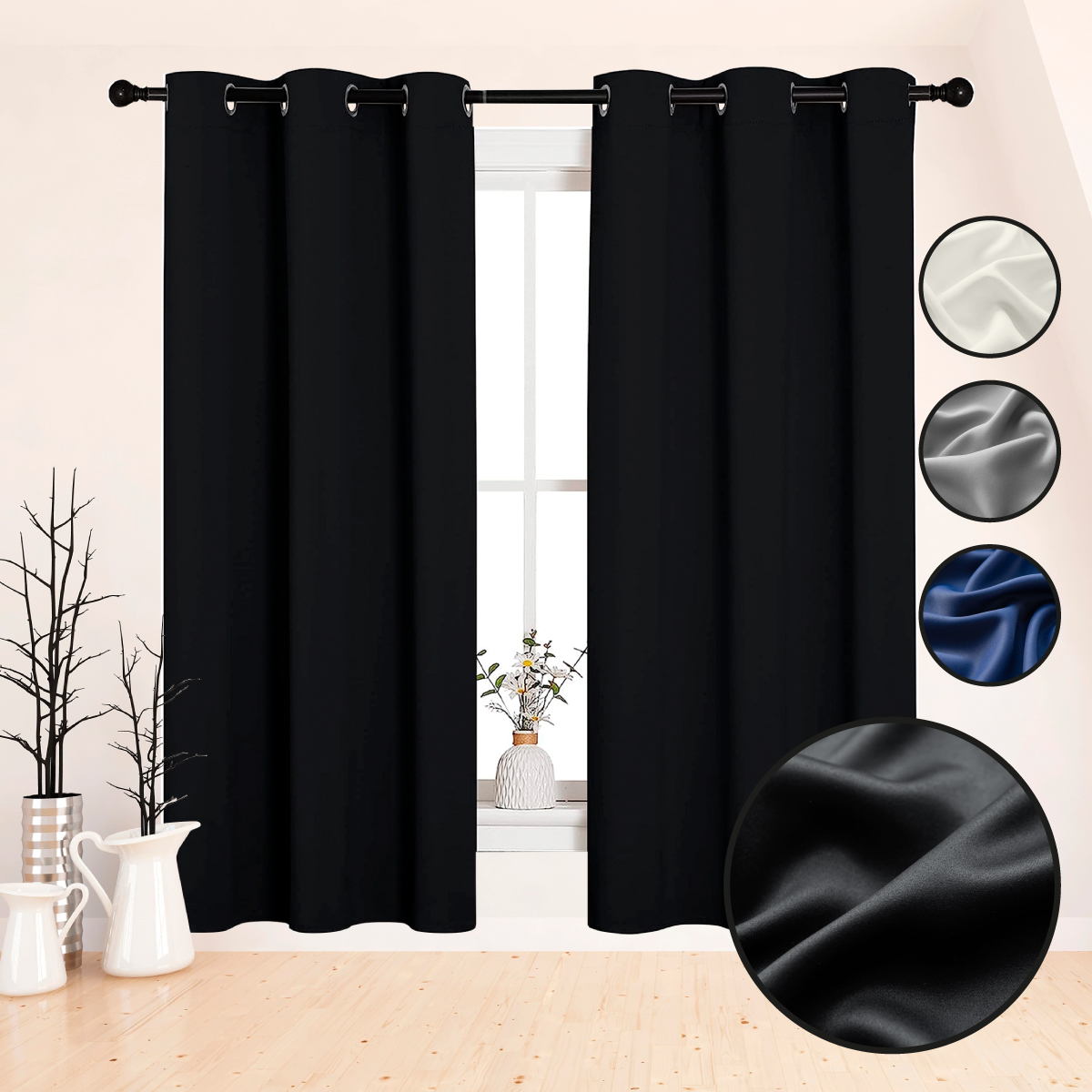 Set 2 Cortina Elegante Blackout para Ventana.