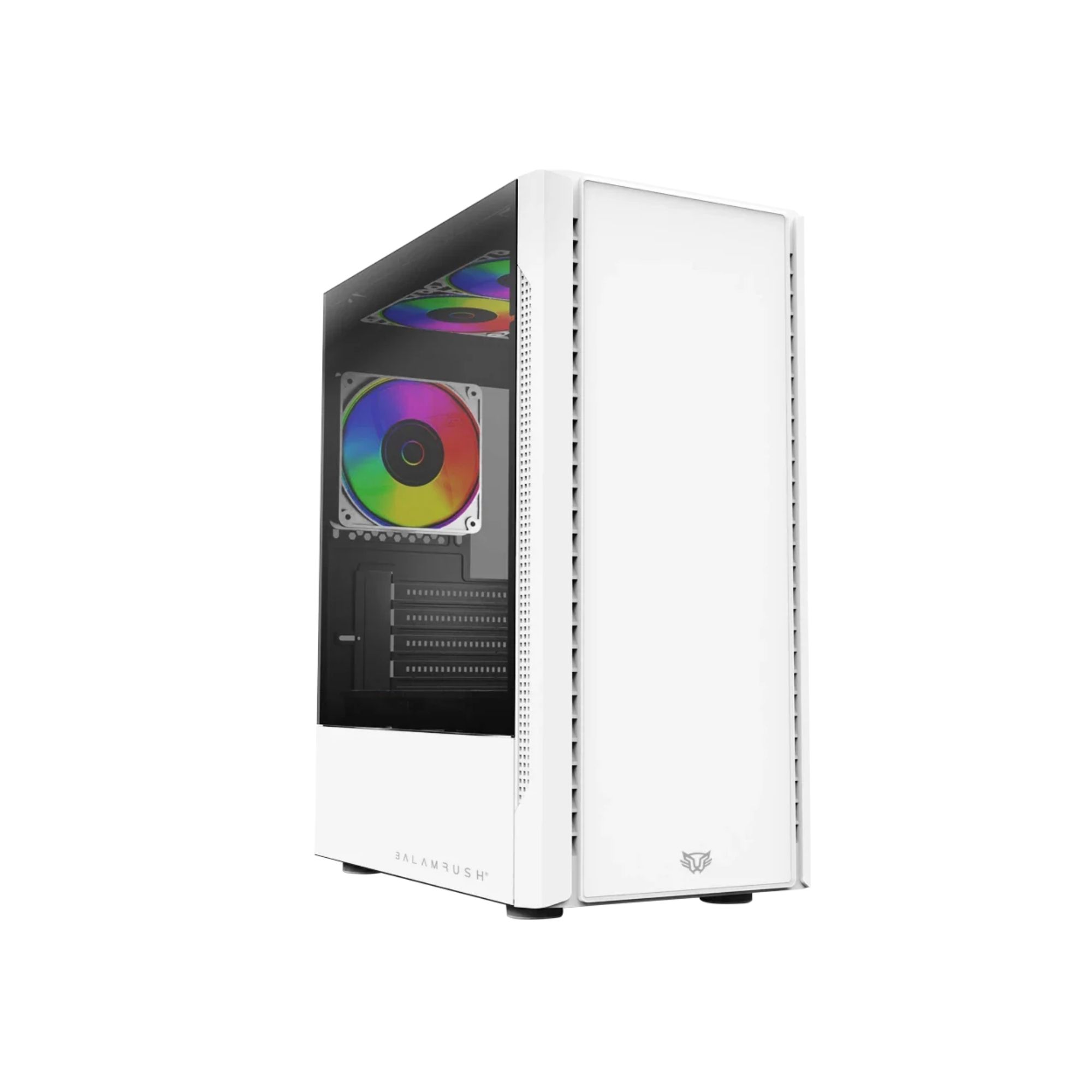 Gabinete Gamer Balam Rush Nyx GI730, Micro-ATX, Cristal Templado, incluye 3 Ventiladores RGB, sin Fuente, Blanco