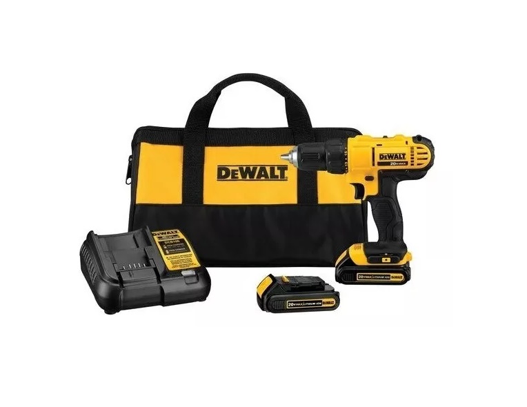 Taladro Inalámbrico Dewalt  DCD771C2 Portabrocas De 13mm 20 voltios, Batería XR Li-Ion 1,3Ah.