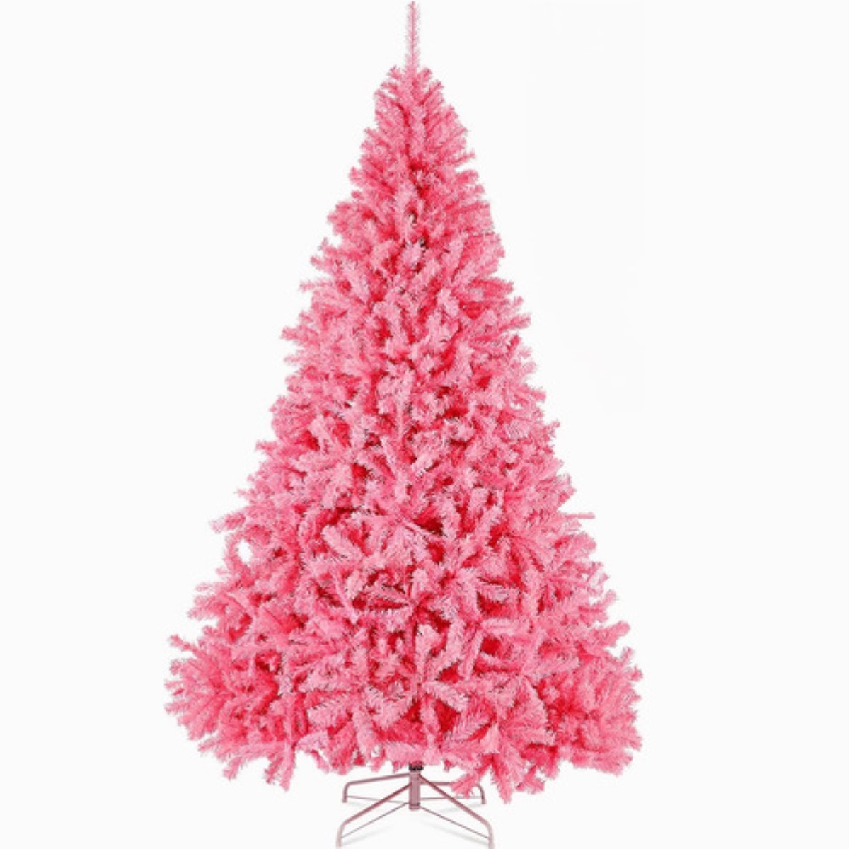 Árbol De Navidad Artificial Pino Rosa Ramas Frondosas 1.95m rosa