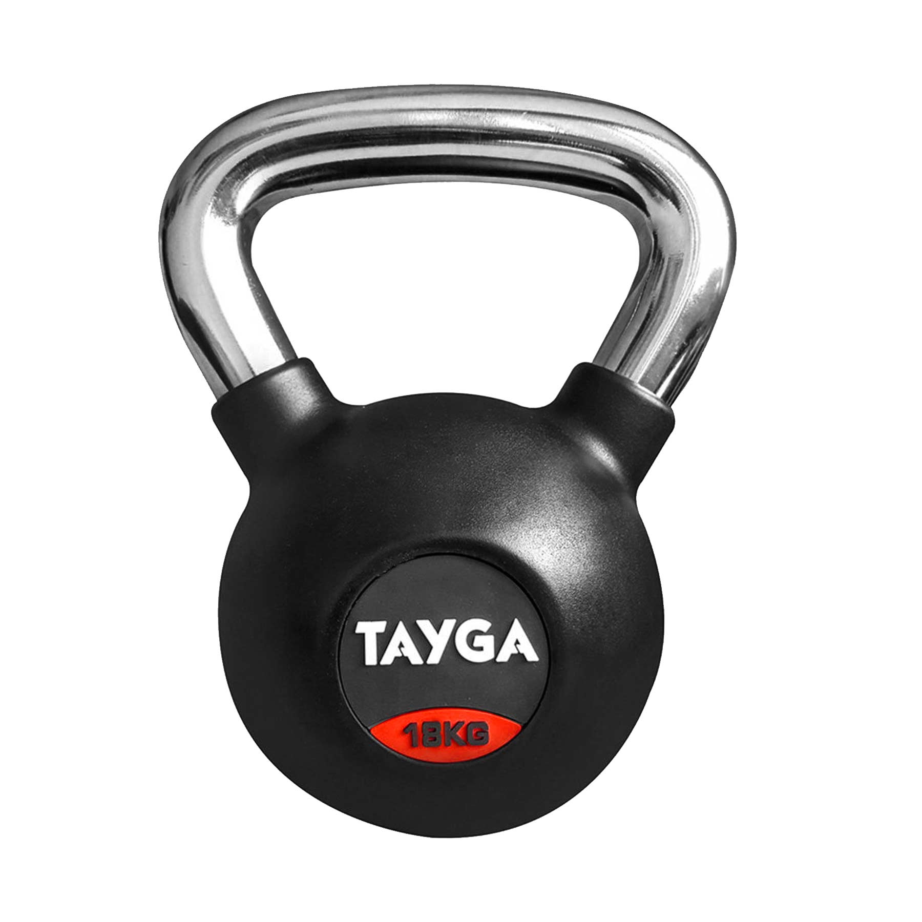 Tayga pesa Rusa con Rubber kettlebell 18 kg Mango Cromado