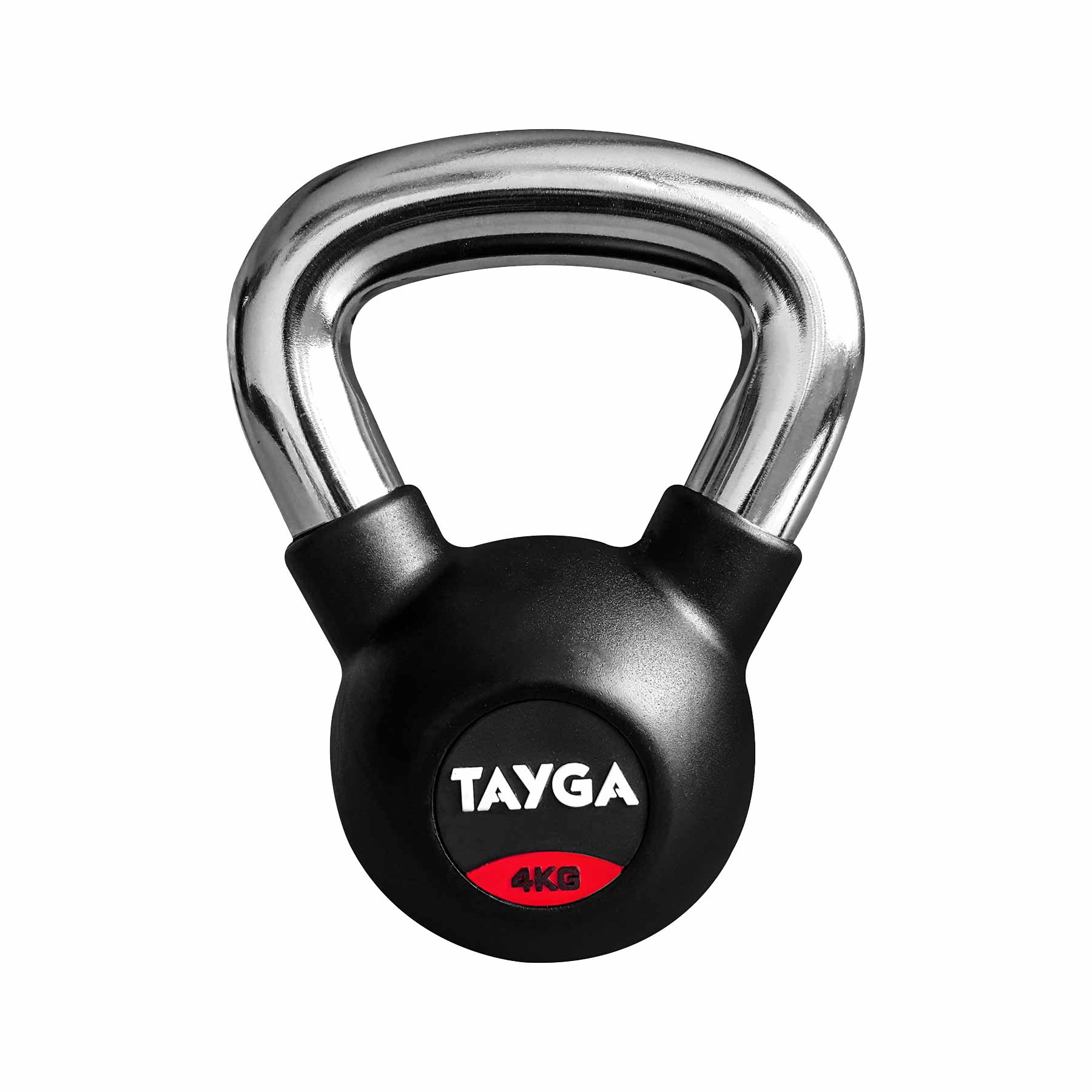 Tayga pesa Rusa con Rubber kettlebell 4 kg Mango Cromado