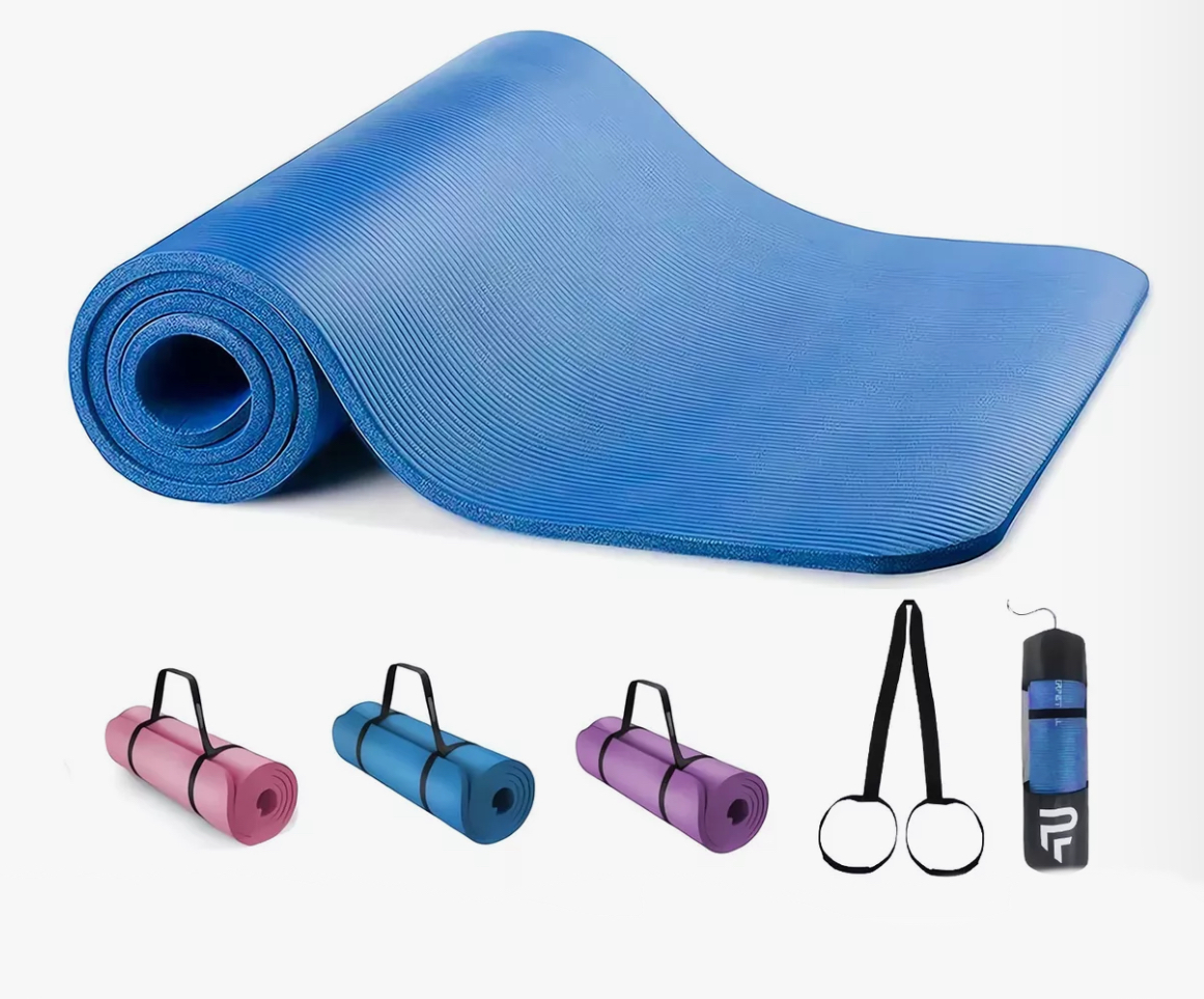 Tapete De Yoga Mat 10mm Antideslizante Plegable Ejercicio Azul