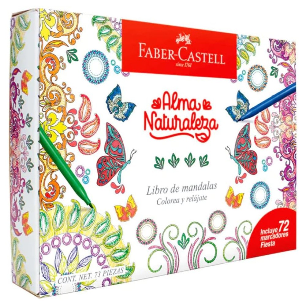 Faber-Castell Libro con Mandalas y 72 Plumones Fiesta