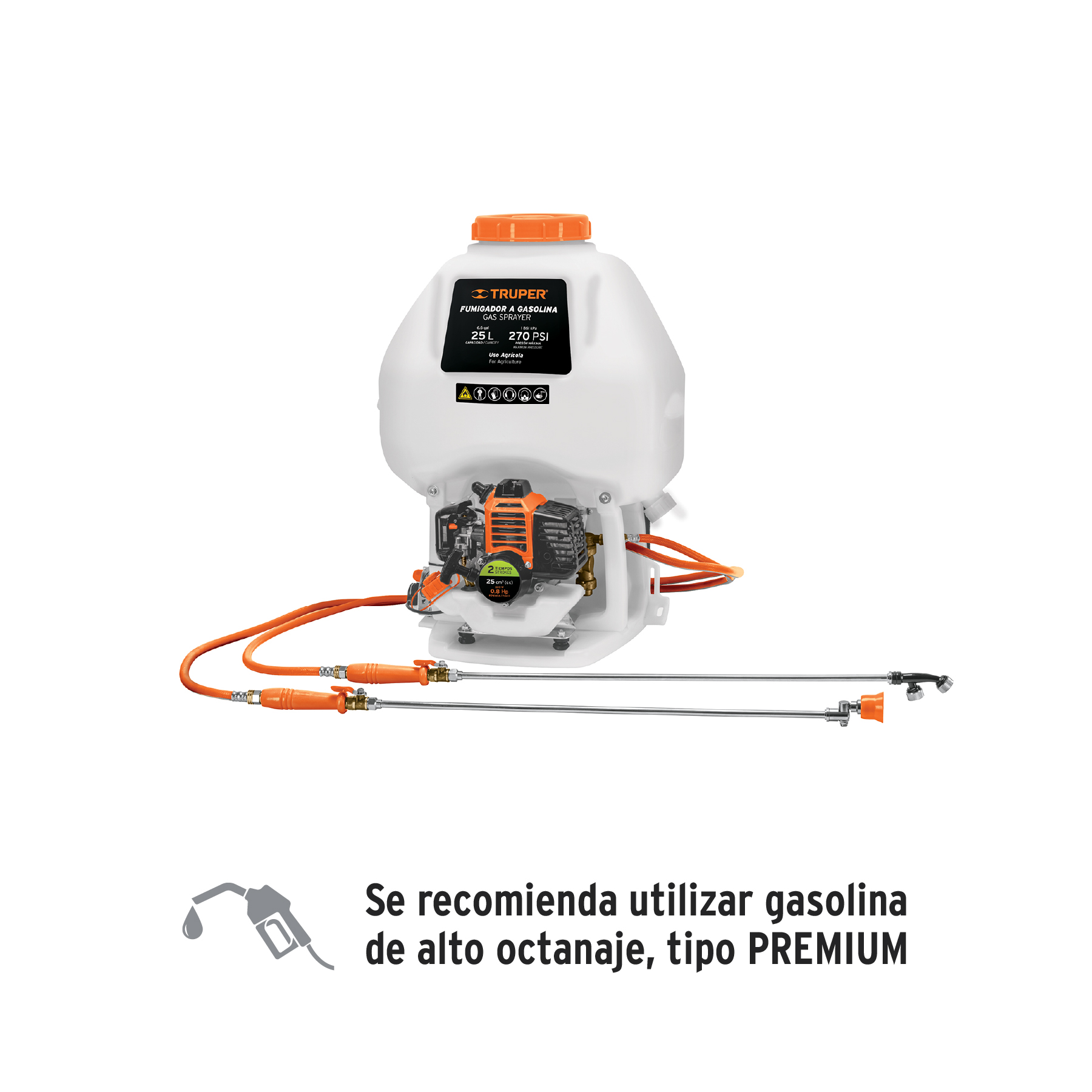 Fumigador de 25 L con motor a gasolina de 2 tiempos, Truper