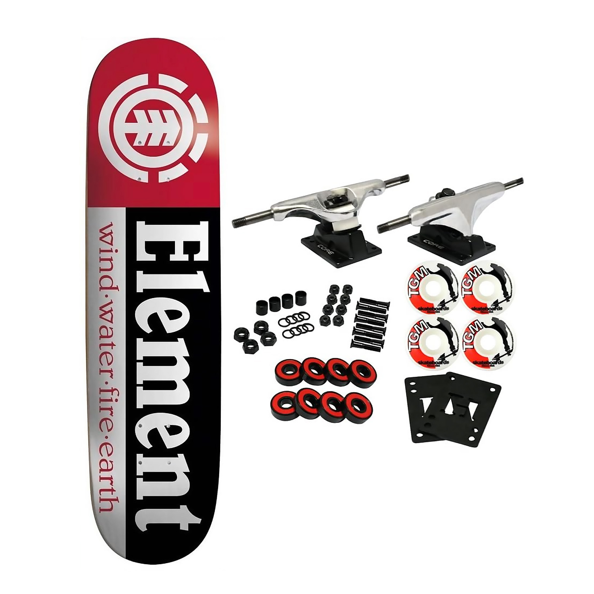 ELEMENT Skateboards SECTION, monopatín completo, ruedas negras Raw Trucks de 52 mm