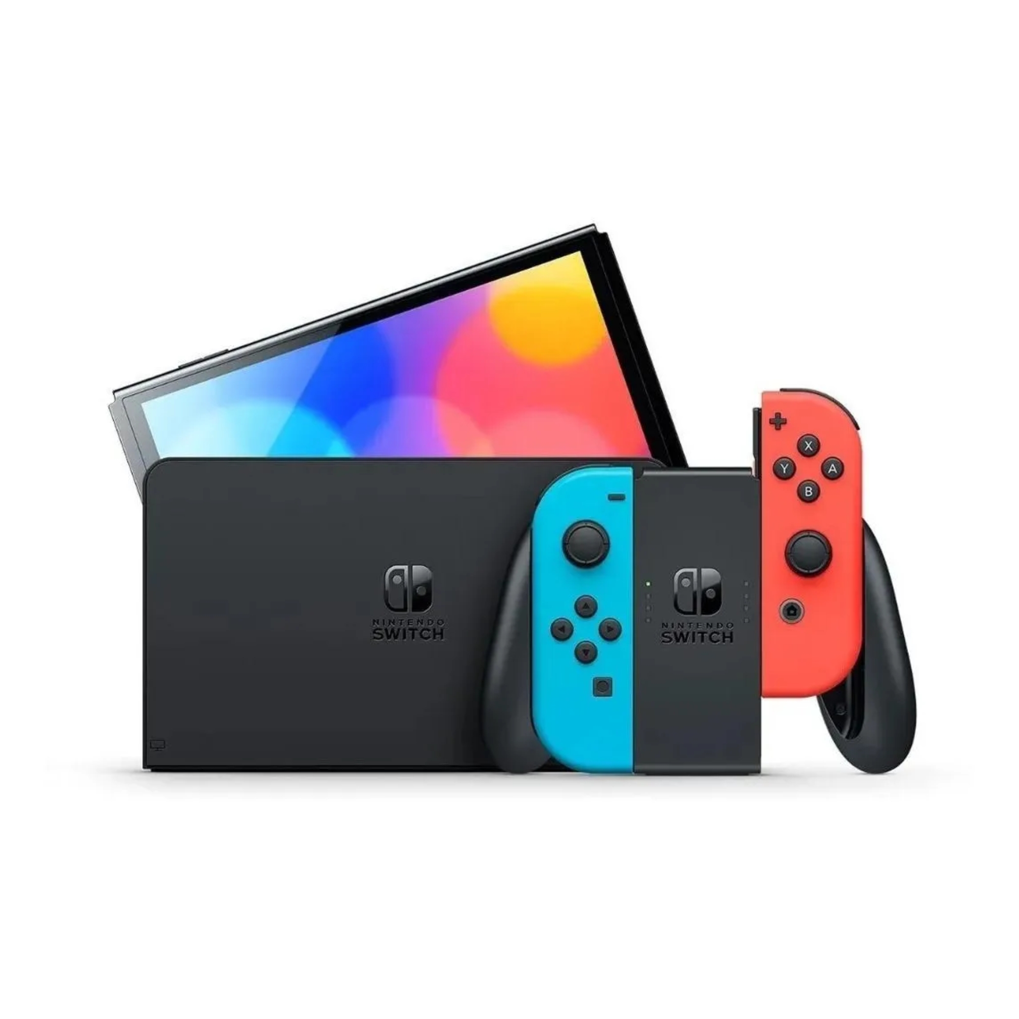 Nintendo Switch OLED 64GB, Control Joy-Con Rojo y Azul Neón