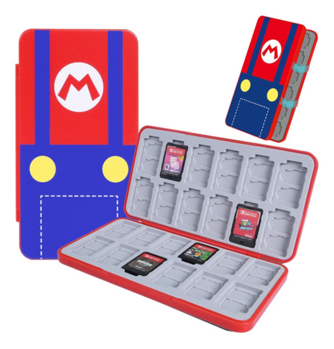 Estuche Organizador Cierre Magnético Para Nintendo Switch mario bros azul/rojo