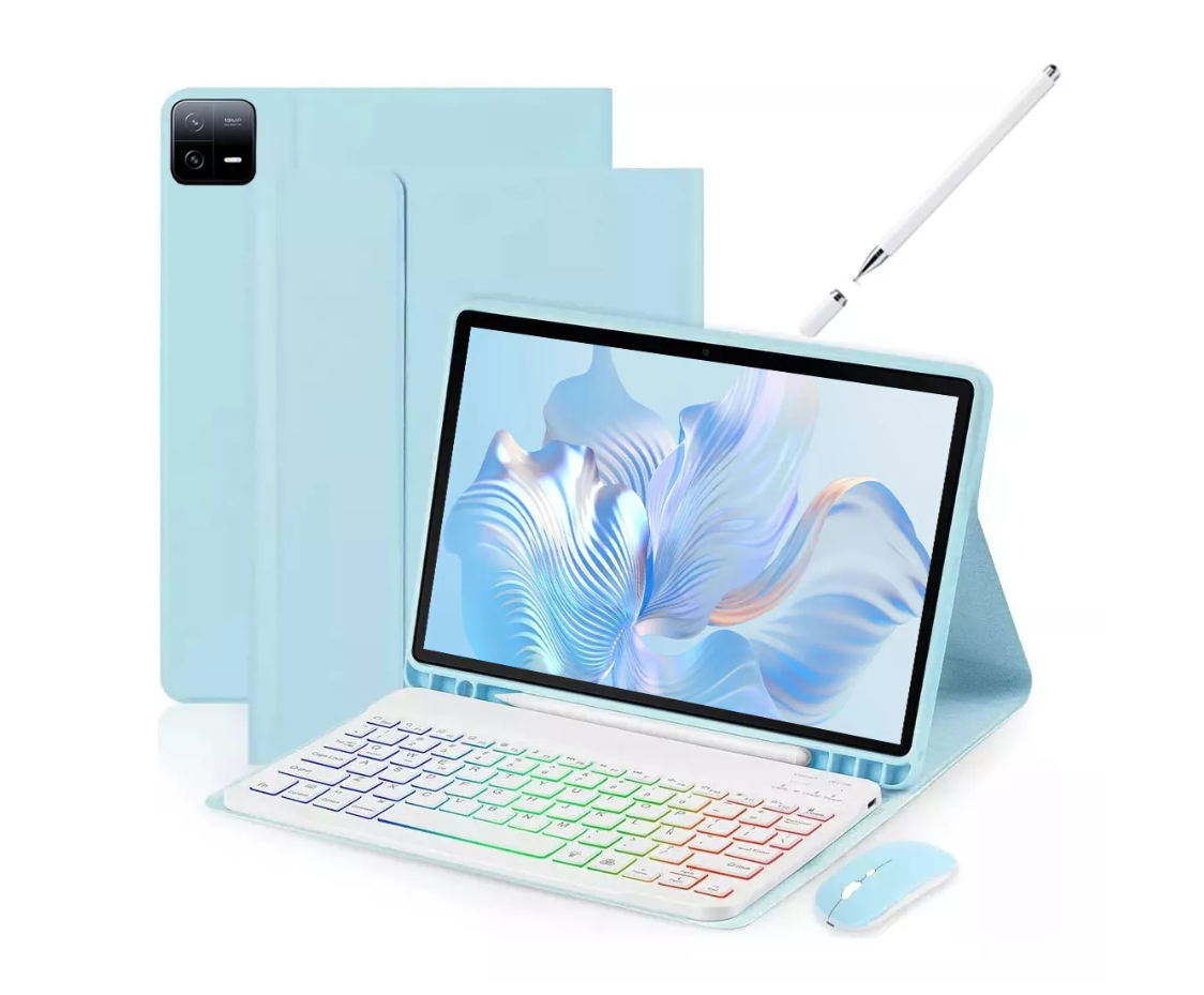 Funda Azul Con Teclado  Mouse+ Lapiz Para Xiaomi Mi Pad 6