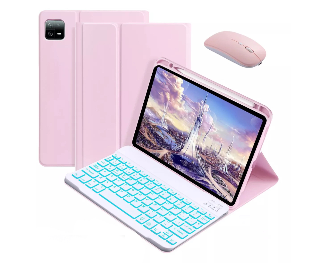 Funda Rosa Con Teclado  Mouse+ Lapiz Para Xiaomi Mi Pad 6