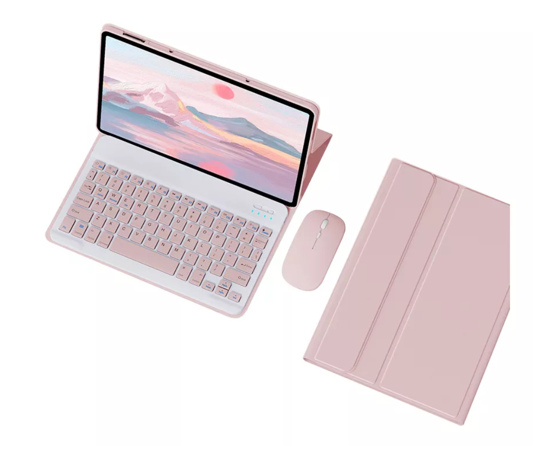 Funda Con Teclado  Mouse+ Lapiz Para Xiaomi Mi Pad 6 Rosa