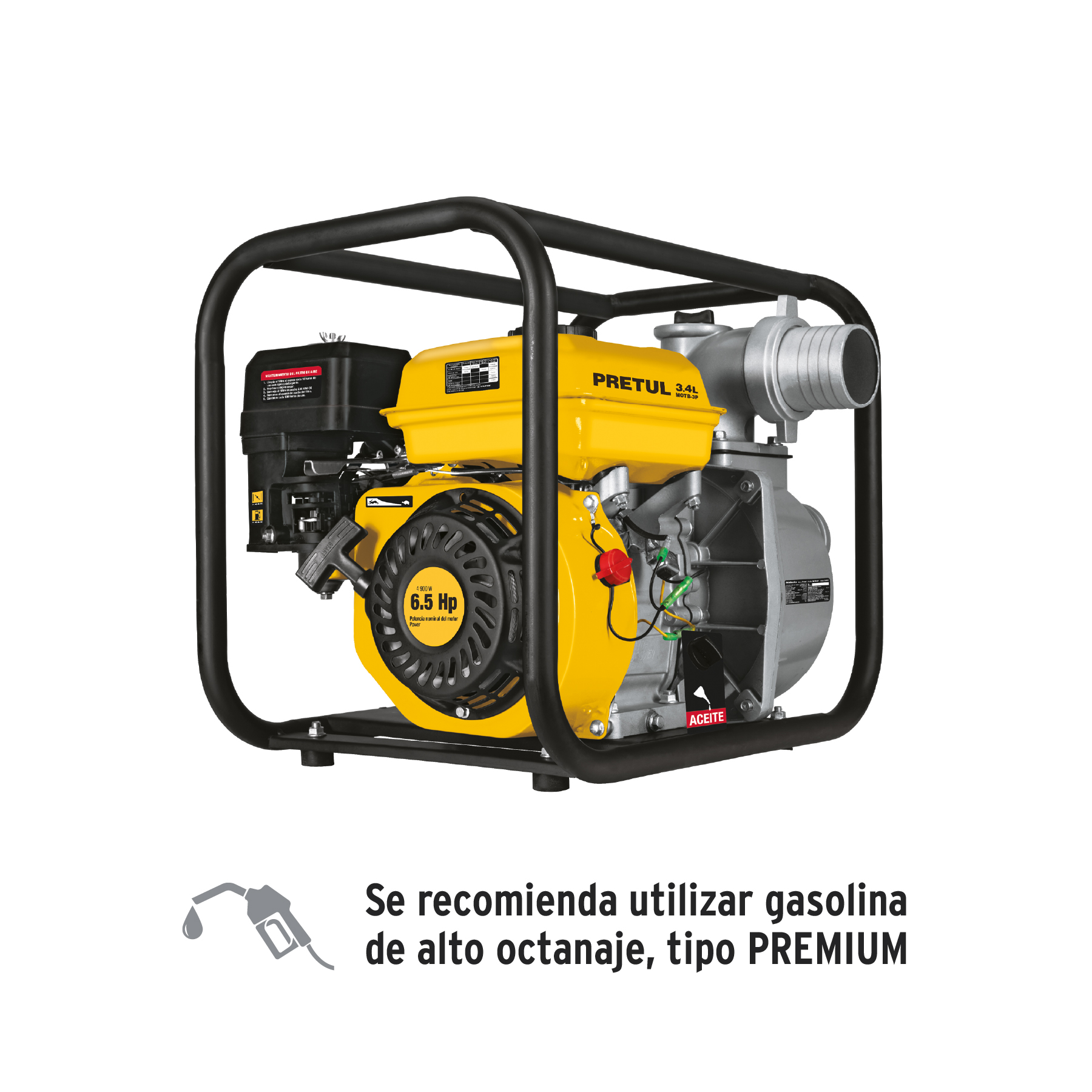 Motobomba autocebante 3 x 3 pul.  a gasolina 6-1/2 HP, PRETUL