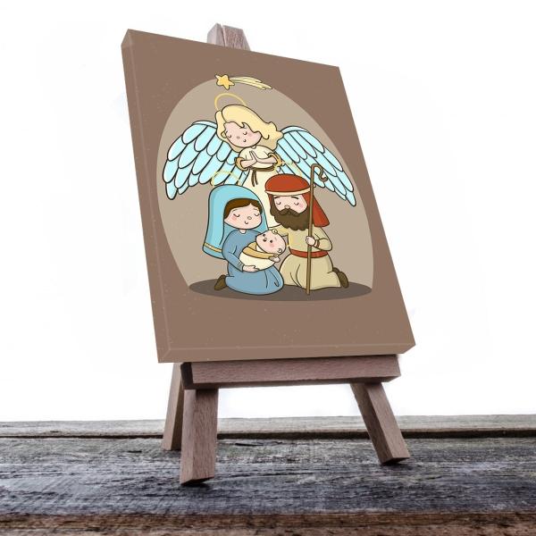 Cuadro Decorativo Canvas Religioso para niños Nacimiento Jesus Maria y Jose