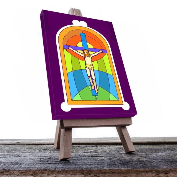 Cuadro Decorativo Canvas Religioso Crusifixion Jesucristo Vitral